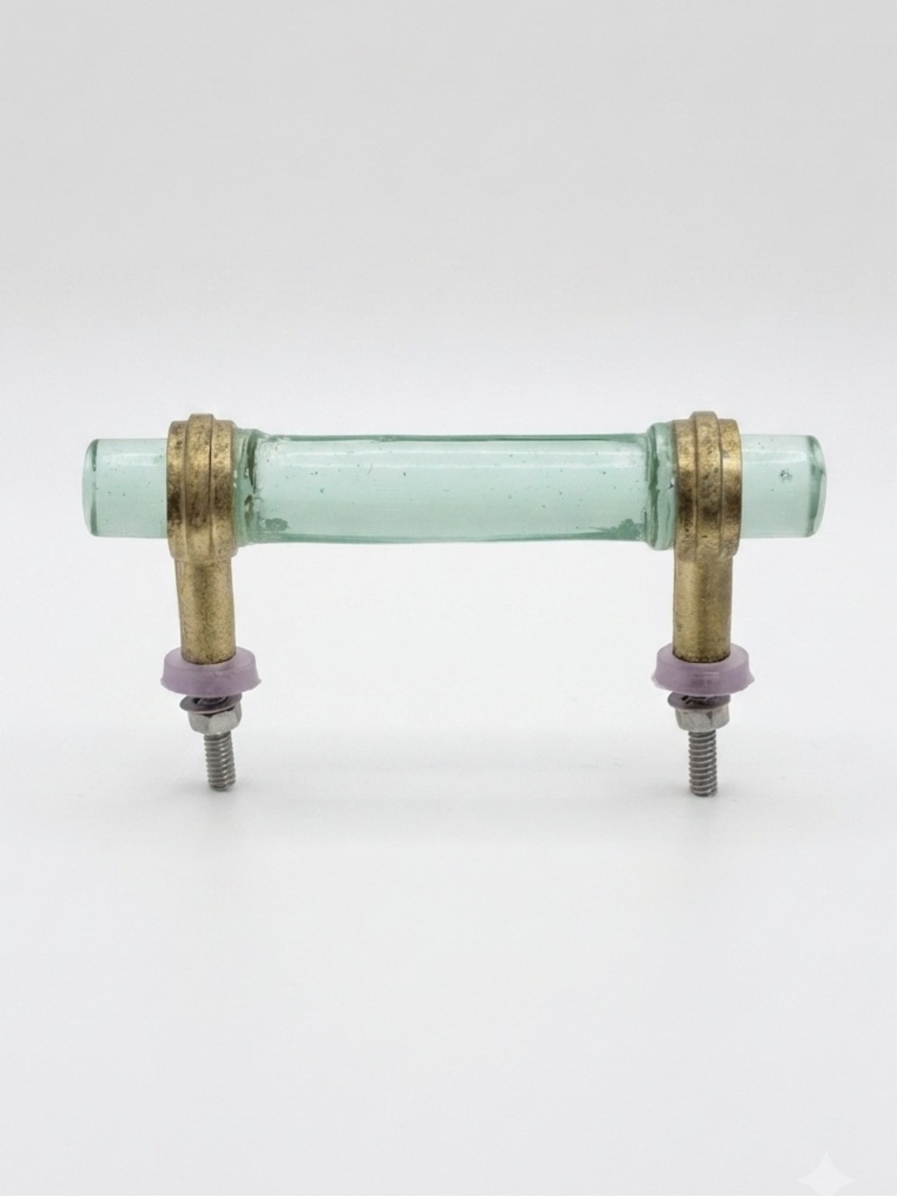 Anthropologie Gwyneth Cabinet Handle Mint Green Glass Brass Hardware 3” Pull EUC